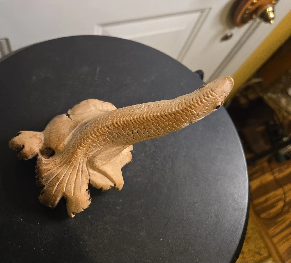 Hand Carved Wood Fish Eel Figurine Statue